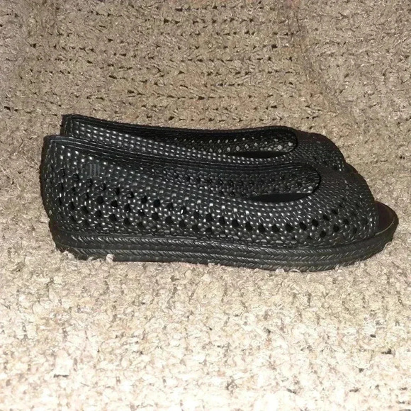 MELISSA/JASON WU-Camilla-Woven Black Jelly-Open Toe Flatforms-Sz 8-Near Mint - Picture 4 of 7